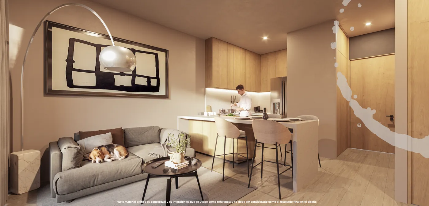 Sala y comedor de una casa del desarrollo